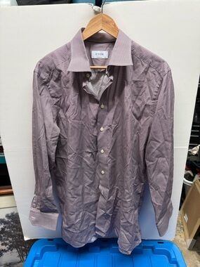 Eton Men's Purple Micro-Check Dress Shirt